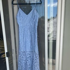 Blue long lace dress